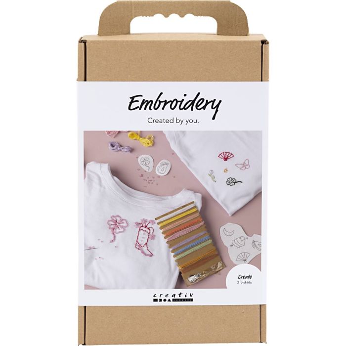 Kit DIY broderie, t-shirt, blanc, 1 Pq.
