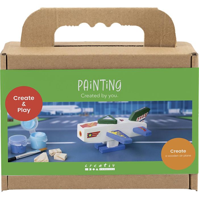 Mini Kit DIY Peinture, Avion, harmonie bleu/vert, 1 Pq.