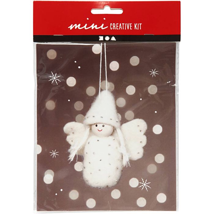 Mini Kit DIY Feutrage à l'Aiguille, ange, H : 10 cm, 1 Pq.