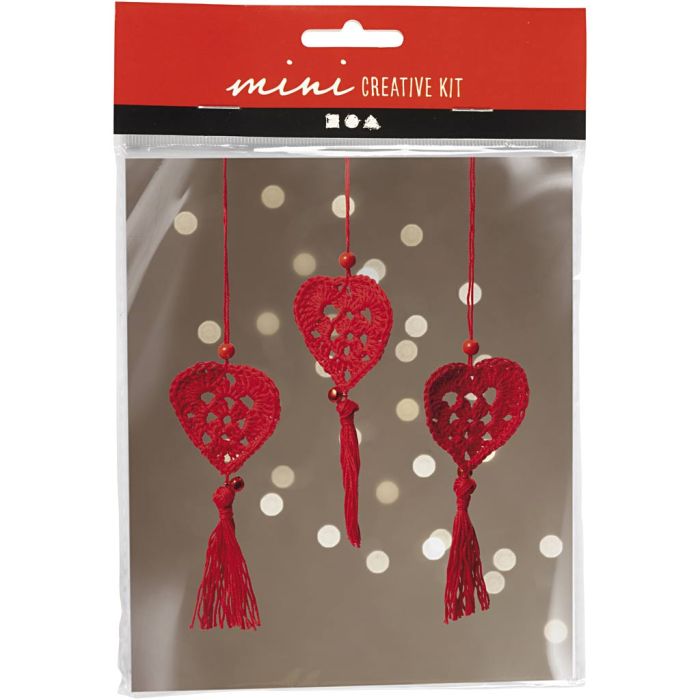 Mini Kit DIY Crochet, Cœurs, 1 Pq.