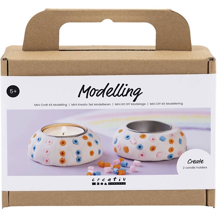Mini Kit DIY Modelage, Bougeoirs, blanc, 1 Pq.