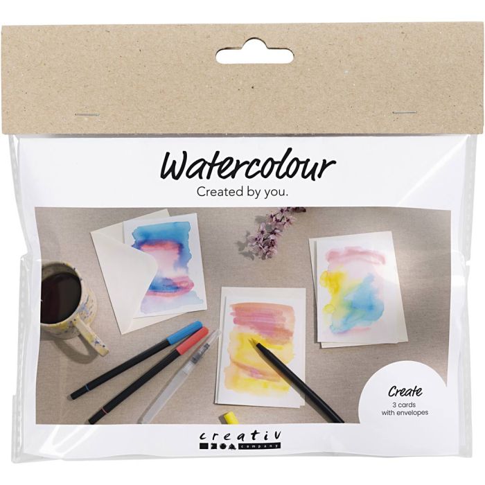 Mini Kit DIY Aquarelle, Cartes et enveloppes, 1 Pq.