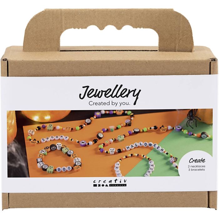 Mini Kit DIY Bijoux, Colliers et bracelets, couleurs Halloween, 1 Pq.