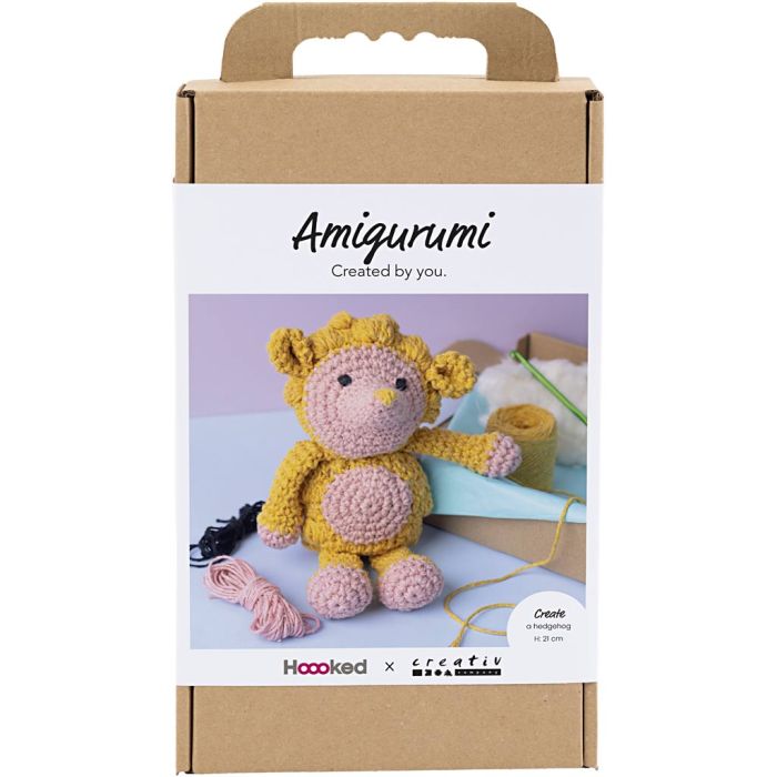 Kit DIY Amigurumi, Hérisson, rose clair, jaune, 1 Pq.