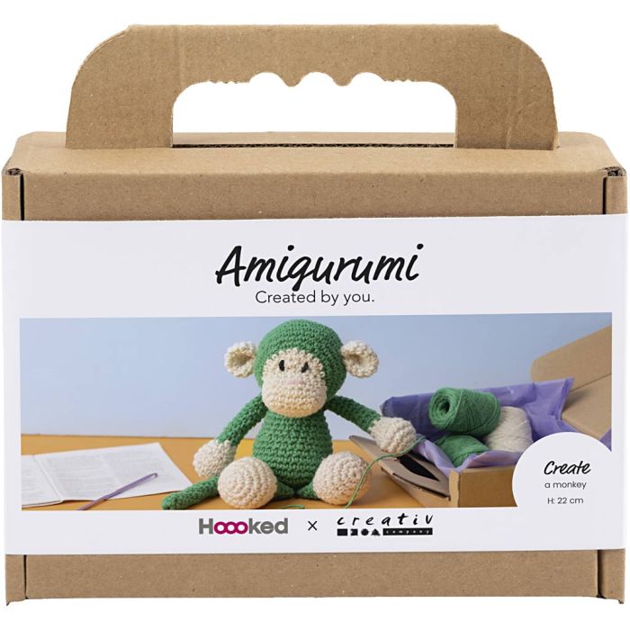 Kit DIY Amigurumi, Singe, vert, blanc cassé, 1 Pq.