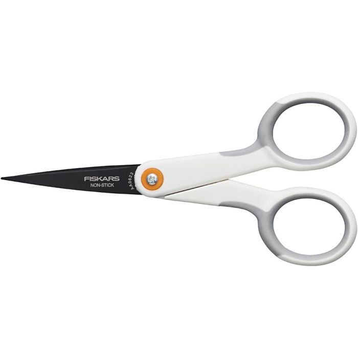 Fiskars Ciseaux anti-adhésifs, usage général, L : 12 cm, droitier, 1 pièce