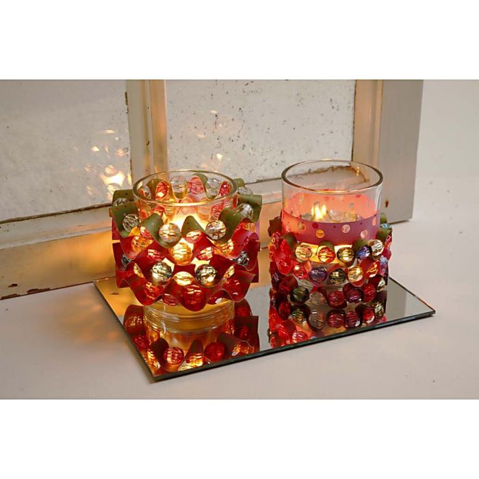 Candle Holders with Weaving Paper Strips