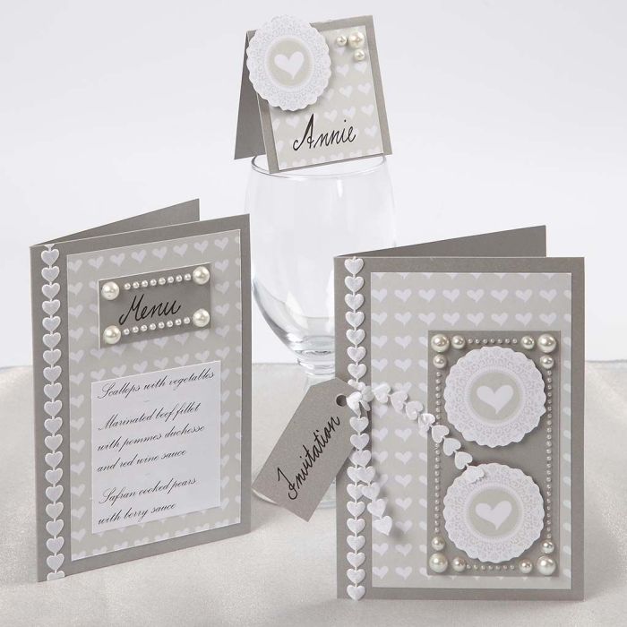 Cartes pour un mariage avec du papier Skagen.