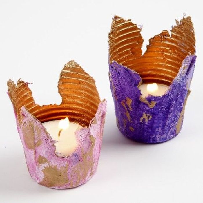 Tealight Candle Holders from Gauze Bandage