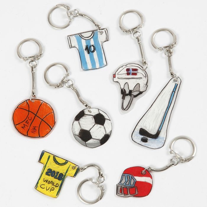 Porte-clés en plastique fou sur le thème du sport