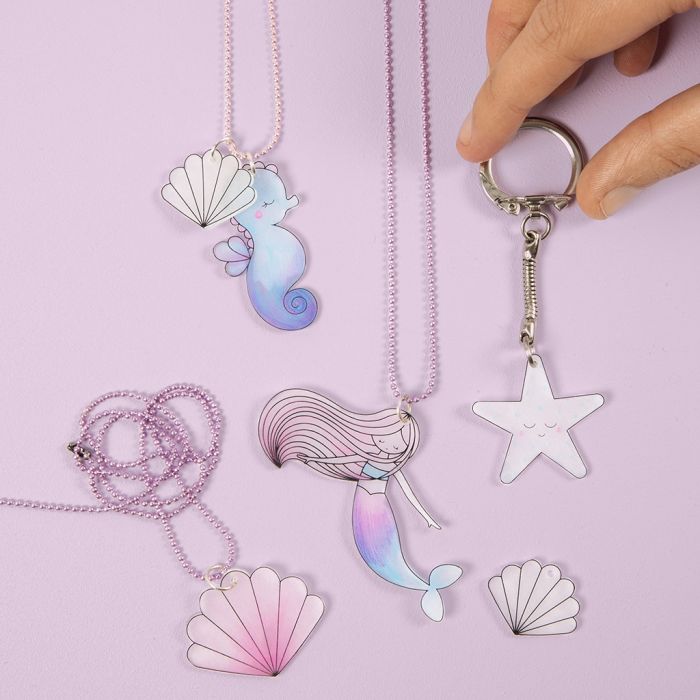 Bijoux sirène et créatures marines, et breloque de porte-clés en plastique dingue