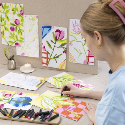 Des œuvres d’art colorées avec des pastels à l’huile