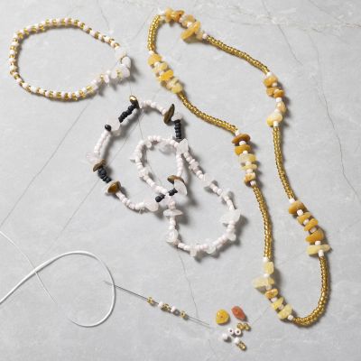 Bijoux avec quartz rose, &oelig;il de tigre et calcite miel