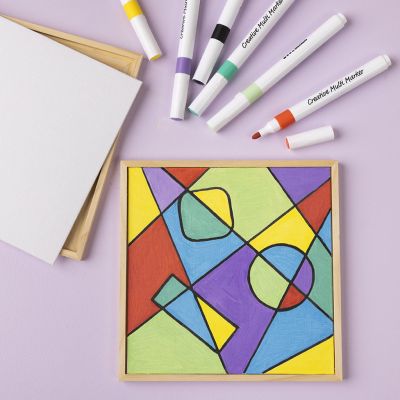 Décoration géométrique sur carton entoilé