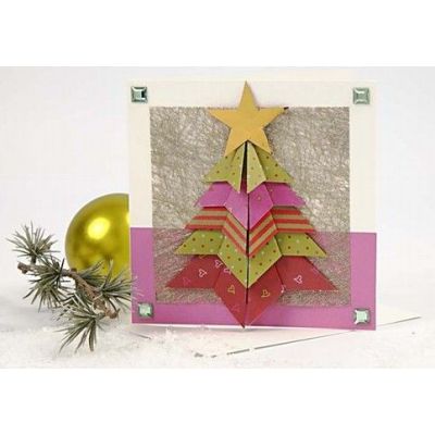 Carte avec arbre de Noël plié