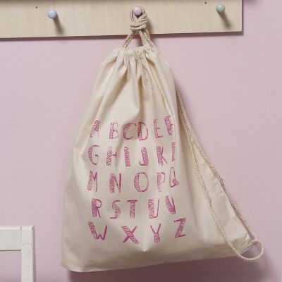 Sac en coton à cordon décoré de motifs imprimés