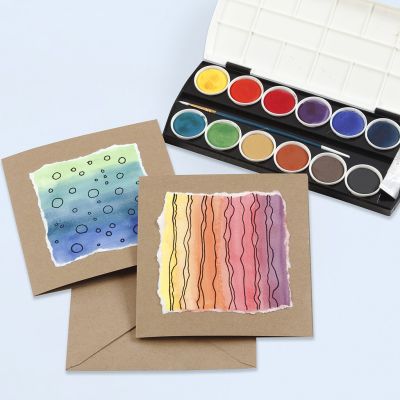 Cartes de voeux d&eacute;cor&eacute;es de dessins aquarelles