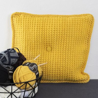 Coussins au crochet tunisien en fil de tissu