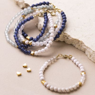 Bracelets en perles en plastique et perles intercalaires plaquées or