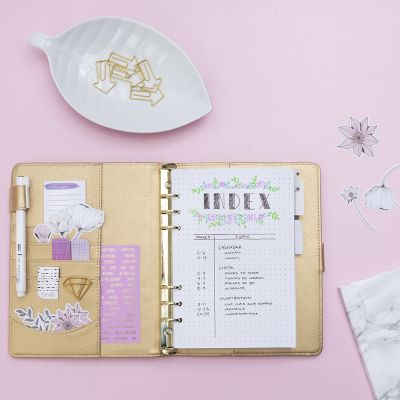 Une page d’index pour un bullet journal et un planner