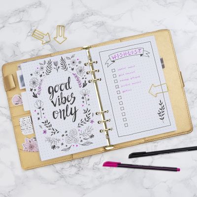 Une liste de souhaits dessinée dans un Bullet Journal