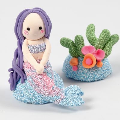 Récif de corail et sirène en pâtes Foam Clay et Silk Clay