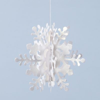 Flocon de neige 3D suspendu en papier nacré.