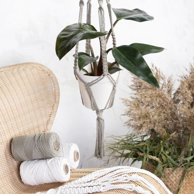 Un porte-plante en macram&eacute;