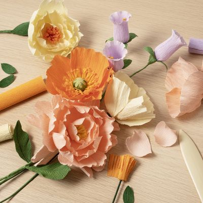 Kit de d&eacute;marrage DIY: Apprenez &agrave; fabriquer des fleurs en papier cr&eacute;pon