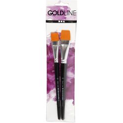 Pinceaux Gold Line, dim. 16+20, L : 19-20 cm, L : 17-24 mm, Plat, 2 pi&egrave;ces/ 1 Pq.