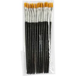 Pinceaux Gold Line, dim. 8, L : 18,5 cm, L : 8 mm, Plat, 12 pi&egrave;ces/ 1 Pq.