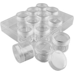 Coffret de rangement avec pots, H : 30 mm, d 35 mm, 20 ml, 12 pi&egrave;ces/ 1 set