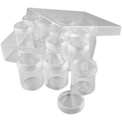 Coffret de rangement avec pots, H : 47 mm, d 37 mm, 35 ml, 12 pi&egrave;ces/ 1 set