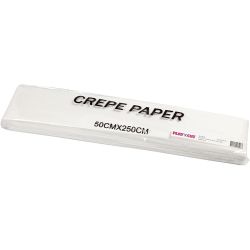 Papier Cr&eacute;pon, feuille 50x250 cm, 22 gr, blanc, 10 pli/ 1 Pq.