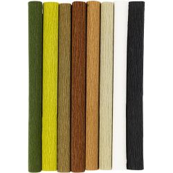 Papier Cr&eacute;pon, feuille 25x60 cm, Cr&ecirc;p&eacute; &agrave; 180%, 105 gr, naturel, 8 flles/ 1 Pq.