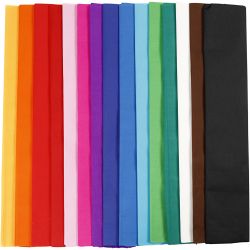 Papier Cr&eacute;pon, L : 2,5 m, L : 50 cm, 22 gr, ass. de couleurs, 15 pli/ 1 Pq.