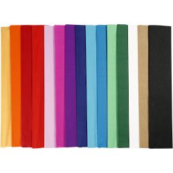 Papier Cr&eacute;pon, L : 2,5 m, L : 50 cm, 22 gr, ass. de couleurs, 60 pli/ 1 Pq.