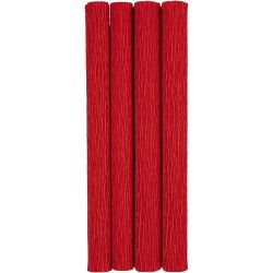 Papier Cr&eacute;pon, feuille 25x60 cm, Cr&ecirc;p&eacute; &agrave; 180%, 105 gr, rouge, 4 flles/ 1 Pq.