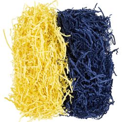 Frisure de Papier, L : 25-30 cm, L : 3 mm, bleu fonc&eacute;, jaune, 2x50 gr/ 1 Pq.
