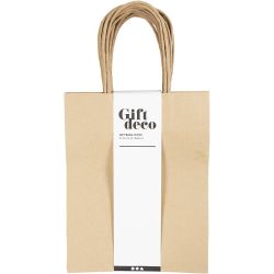 Sac en Papier, H : 23 cm, L : 18x9 cm, 125 gr, brun, 10 pièces/ 1 Pq.