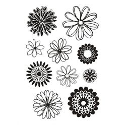 Tampons transparents, fleurs, feuille 11x15,5 cm, 1 flles