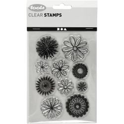 Tampons transparents, fleurs, feuille 11x15,5 cm, 1 flles