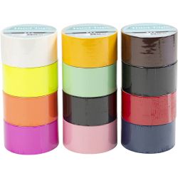 Ruban adh&eacute;sif, Couleur unie, L : 48 mm, ass. de couleurs, 12x5 m/ 1 Pq.