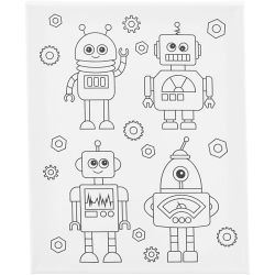 Toile de peintre imprim&eacute;e, Robots , P: 1,6 cm, dim. 24x30 cm, 360 gr, 1 pi&egrave;ce