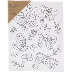 Toile de peintre imprim&eacute;e, Papillons, P: 1,6 cm, dim. 24x30 cm, 360 gr, 1 pi&egrave;ce