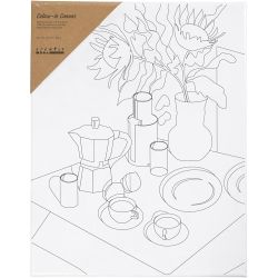 Toile de peintre imprim&eacute;e, Table du petit d&eacute;jeuner, P: 1,6 cm, dim. 24x30 cm, 360 gr, 1 pi&egrave;ce
