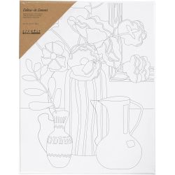 Toile de peintre imprim&eacute;e, Nature morte florale, P: 1,6 cm, dim. 24x30 cm, 360 gr, 1 pi&egrave;ce