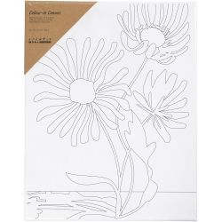 Toile de peintre imprim&eacute;e, Grandes fleurs, P: 1,6 cm, dim. 24x30 cm, 360 gr, 1 pi&egrave;ce