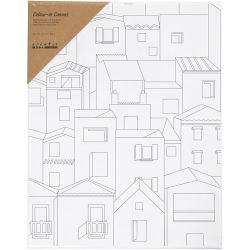 Toile de peintre imprim&eacute;e, Ville, P: 1,6 cm, dim. 24x30 cm, 360 gr, 1 pi&egrave;ce