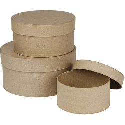 Bo&icirc;tes Rondes, H : 5+6,5+7,5 cm, d 10+13+16 cm, 3 pi&egrave;ces/ 1 set